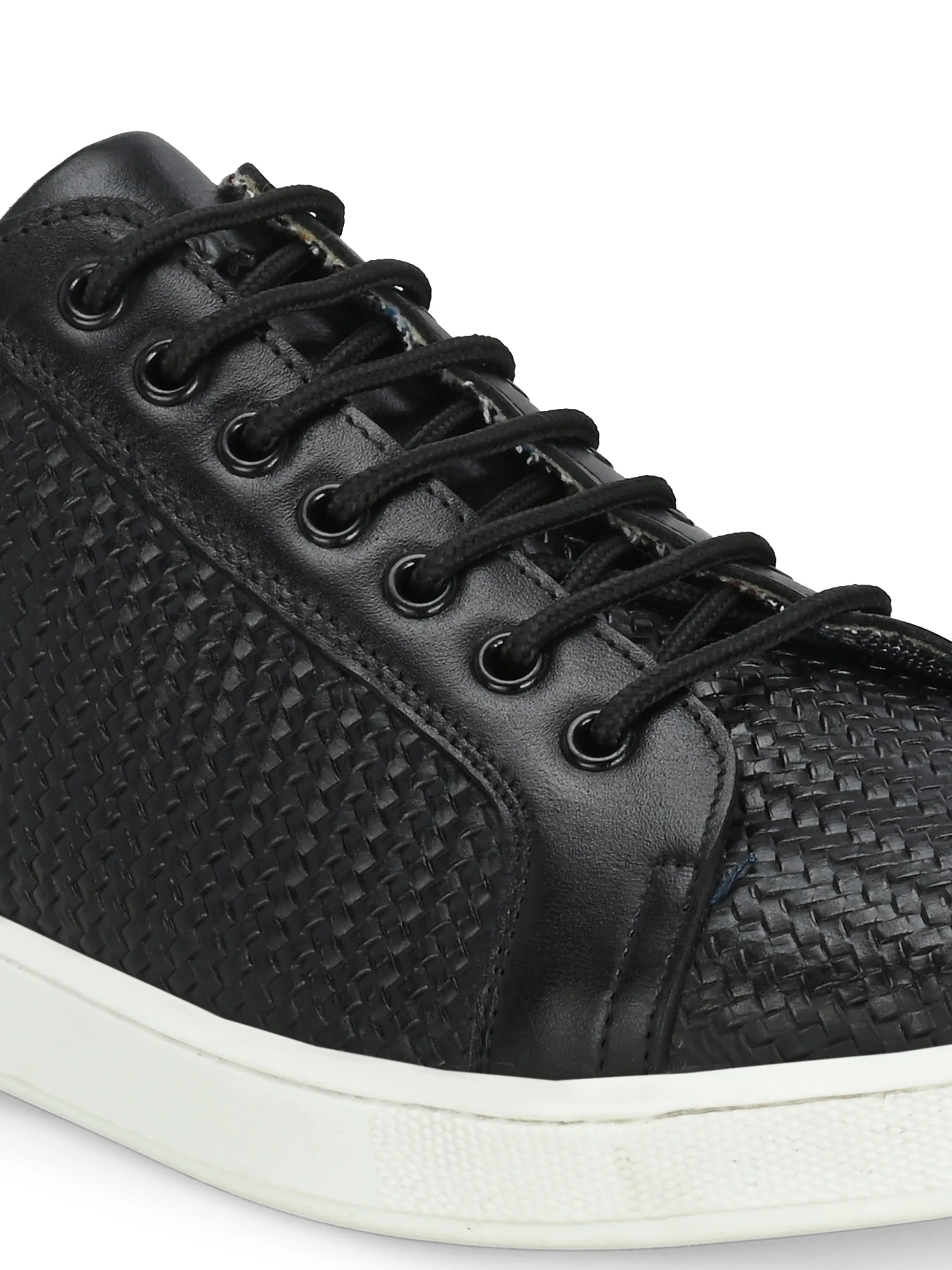 HITZSN_10-Men's Black Leather Lace-Up Sneaker