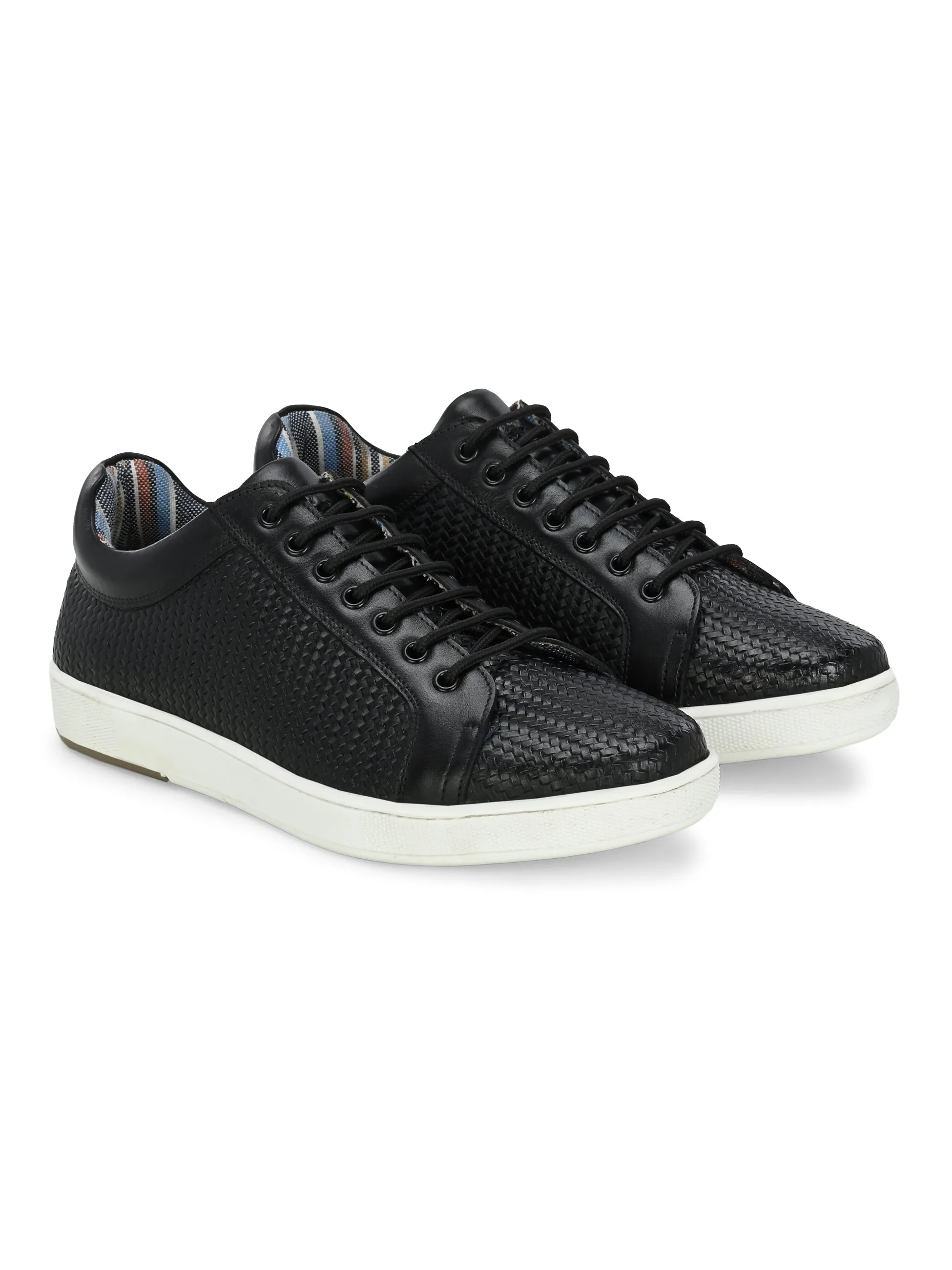 HITZSN_10-Men's Black Leather Lace-Up Sneaker
