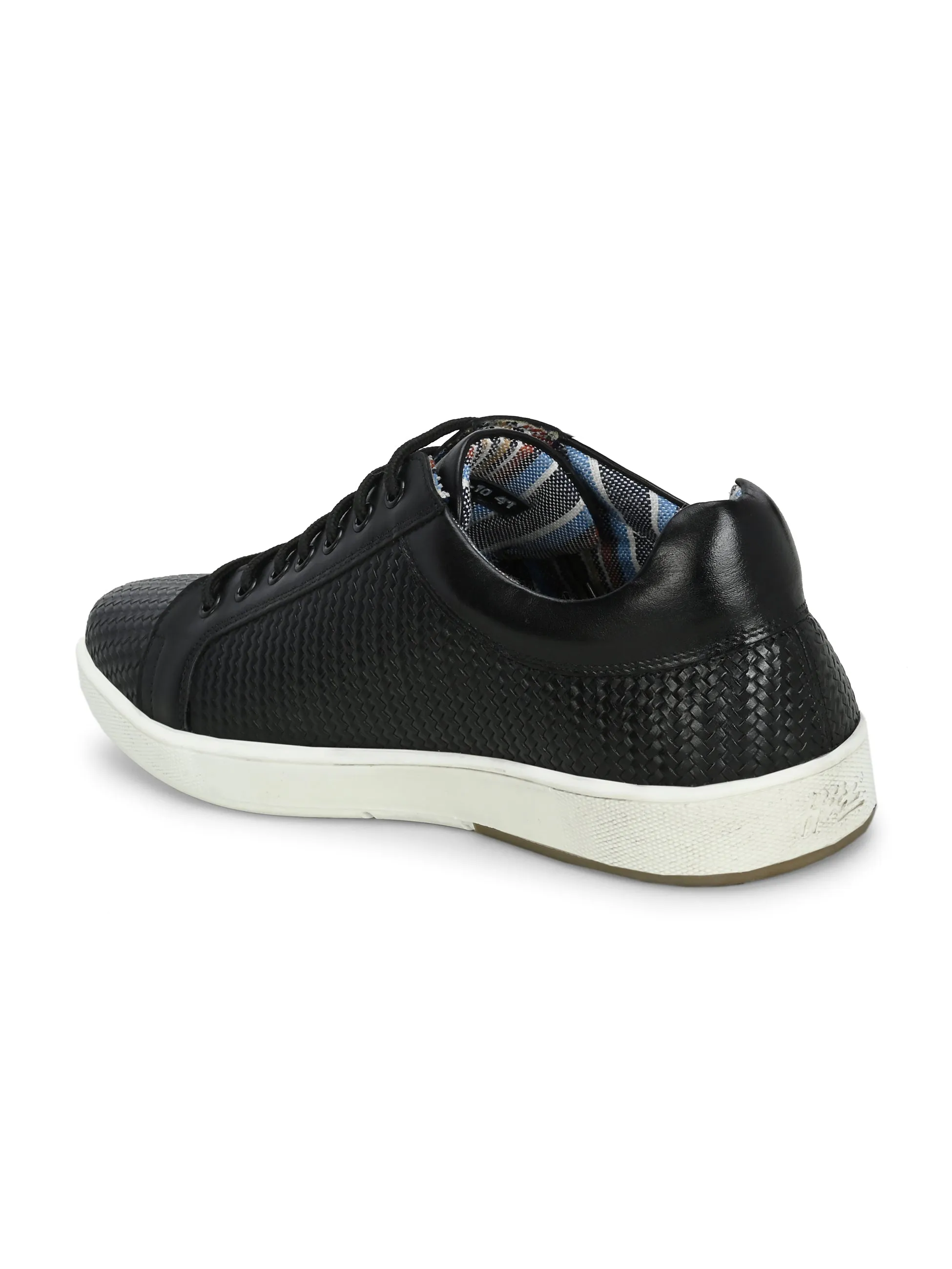 HITZSN_10-Men's Black Leather Lace-Up Sneaker