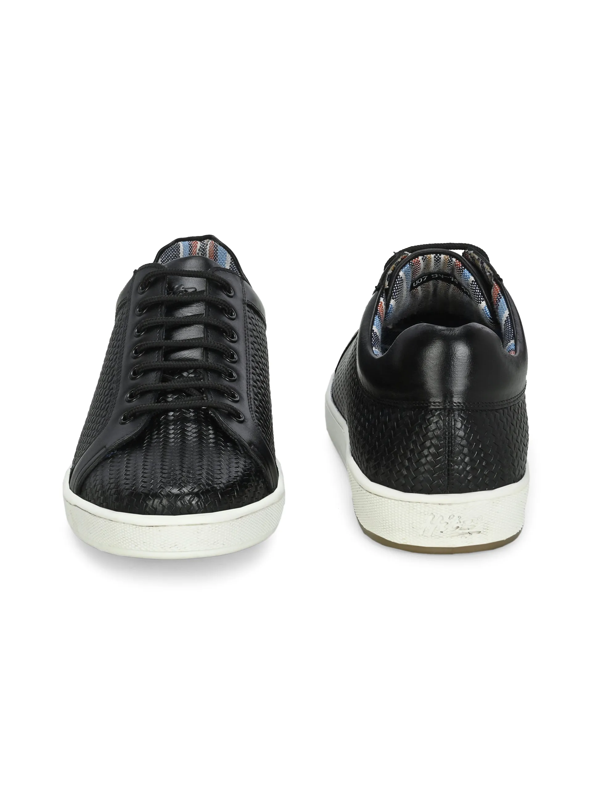 HITZSN_10-Men's Black Leather Lace-Up Sneaker