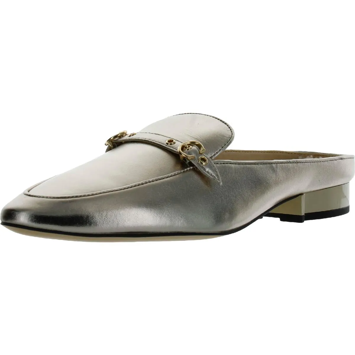 Irene Womens Leather Metallic Mules
