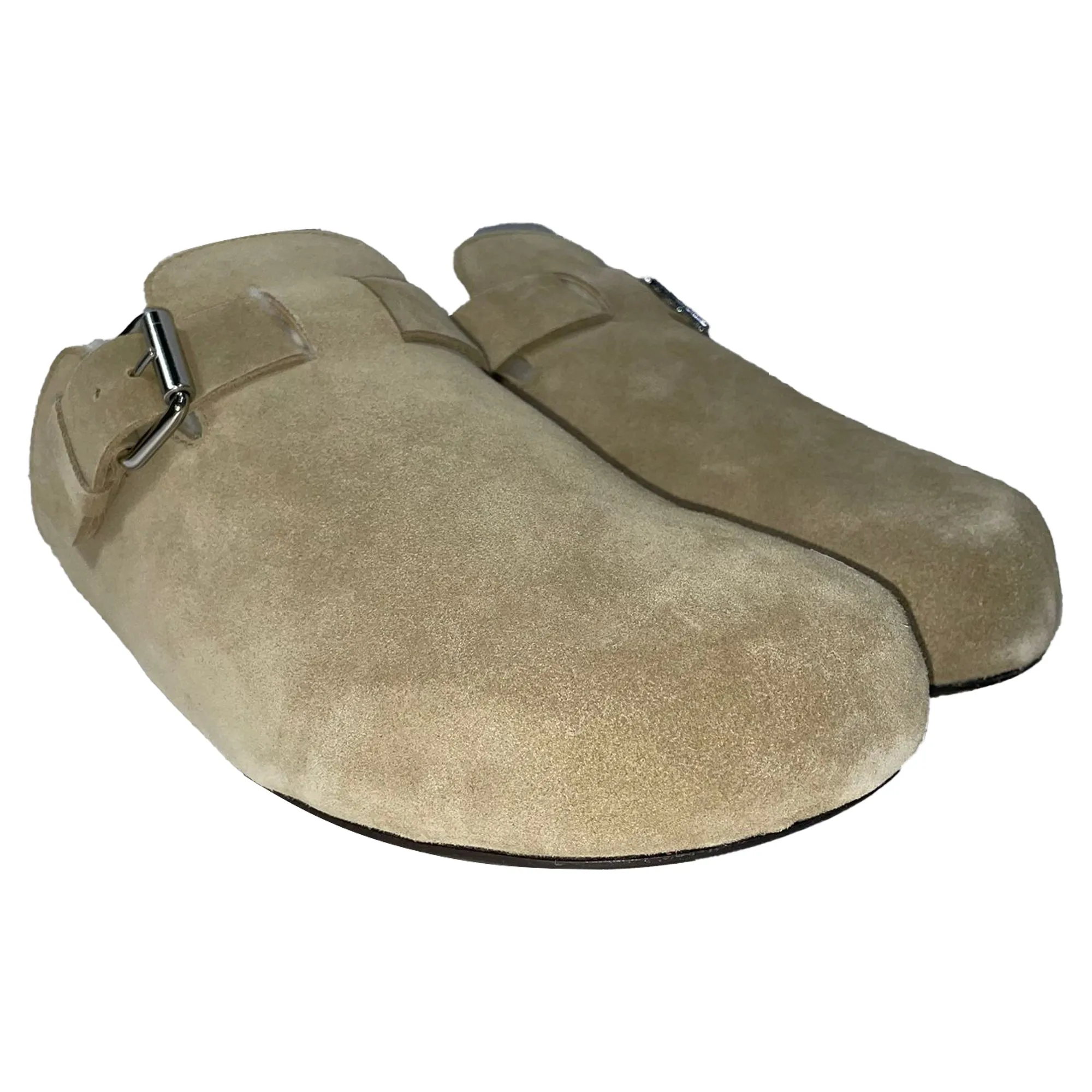 Isabel Marant Mirvin Shearling-Lined Clogs in Beige Suede