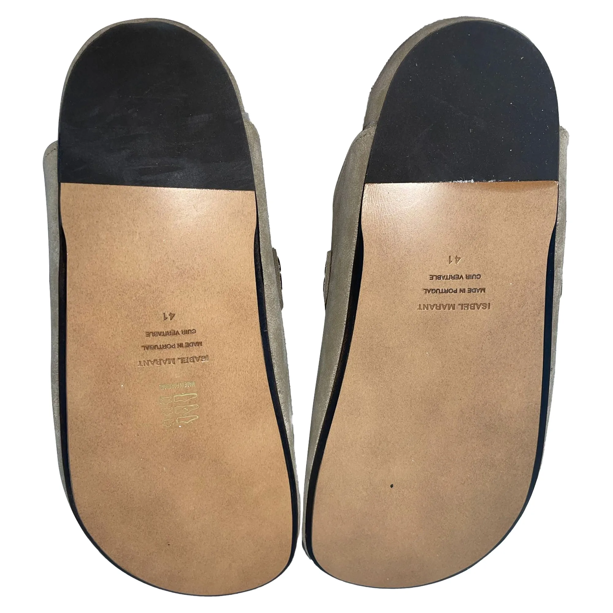 Isabel Marant Mirvin Shearling-Lined Clogs in Beige Suede
