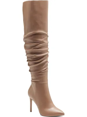 Iyonna Womens Slouchy Faux Leather Over-The-Knee Boots