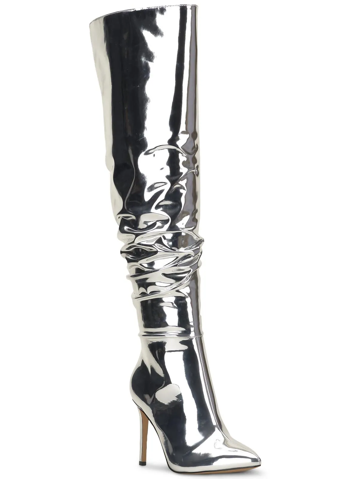 Iyonna Womens Slouchy Faux Leather Over-The-Knee Boots
