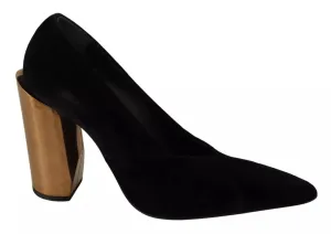 Jil Sander Leather Suede Block Heels Pumps Women's Shoes (Pre-Owned)