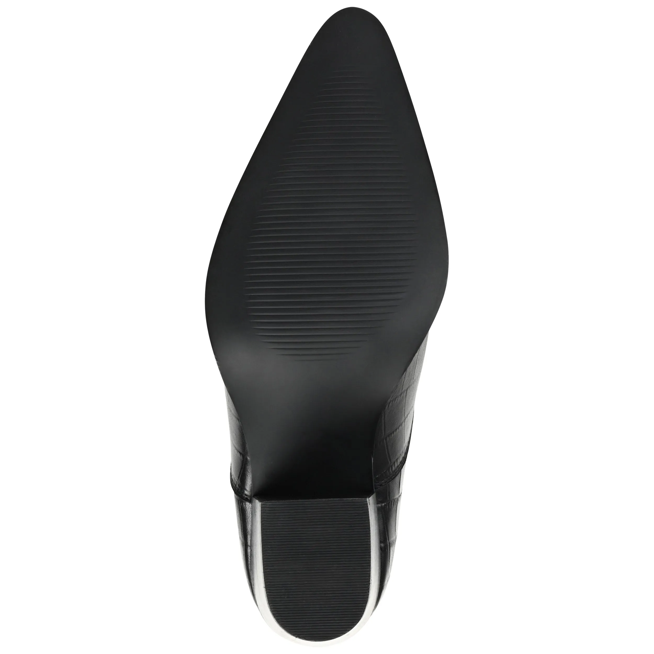Journee Signature Womens Genuine Leather Markka Pointed Toe Stacked Chelsea Booties