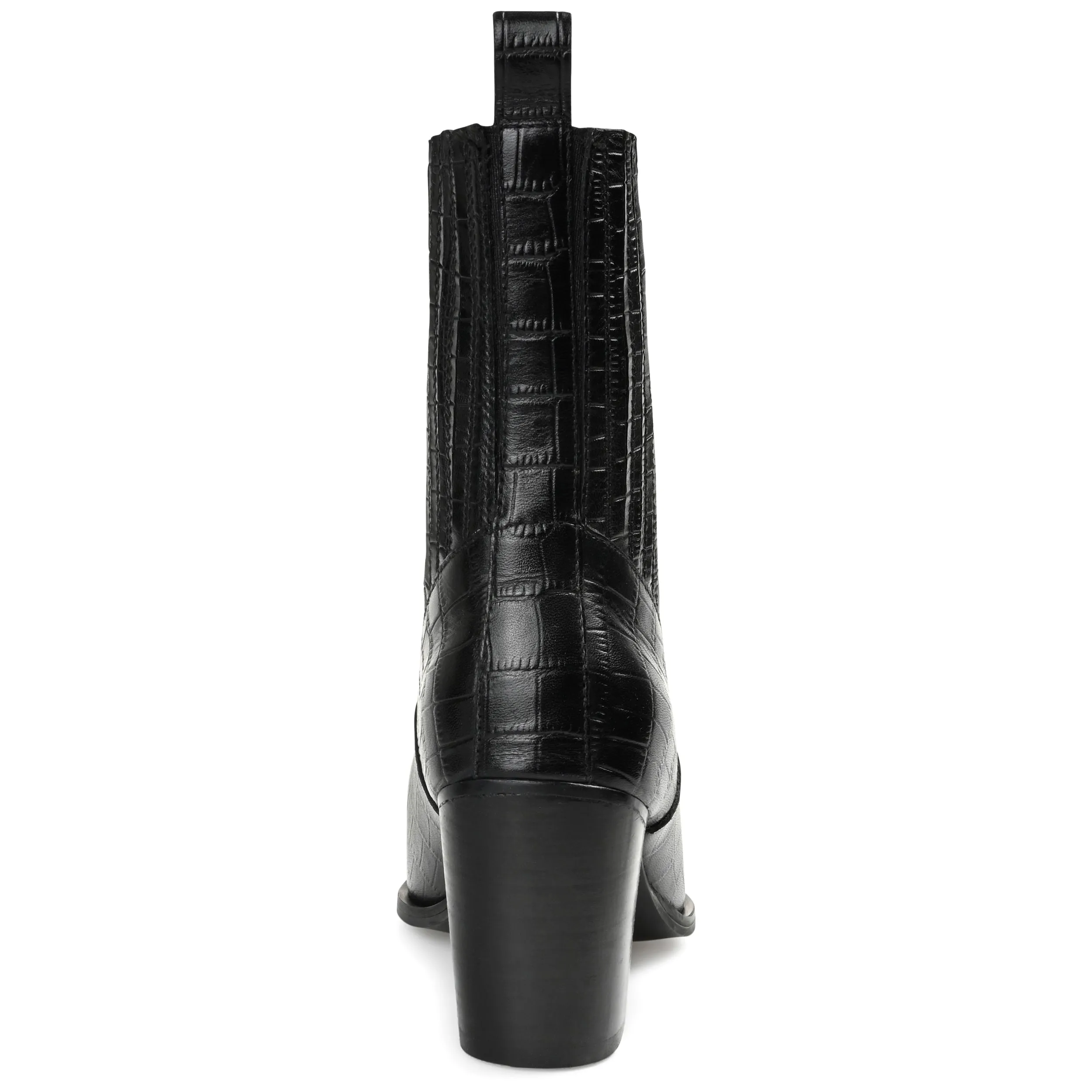 Journee Signature Womens Genuine Leather Markka Pointed Toe Stacked Chelsea Booties