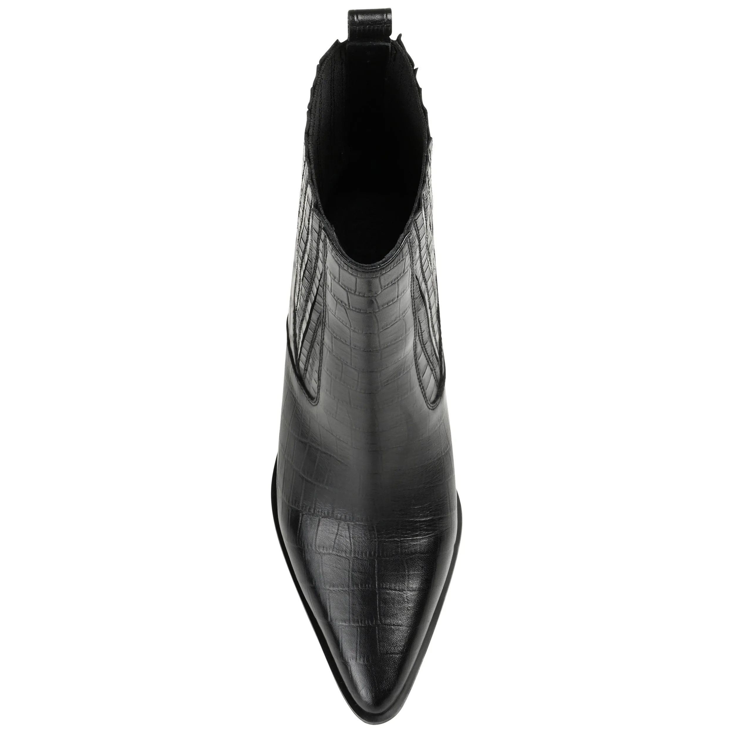 Journee Signature Womens Genuine Leather Markka Pointed Toe Stacked Chelsea Booties