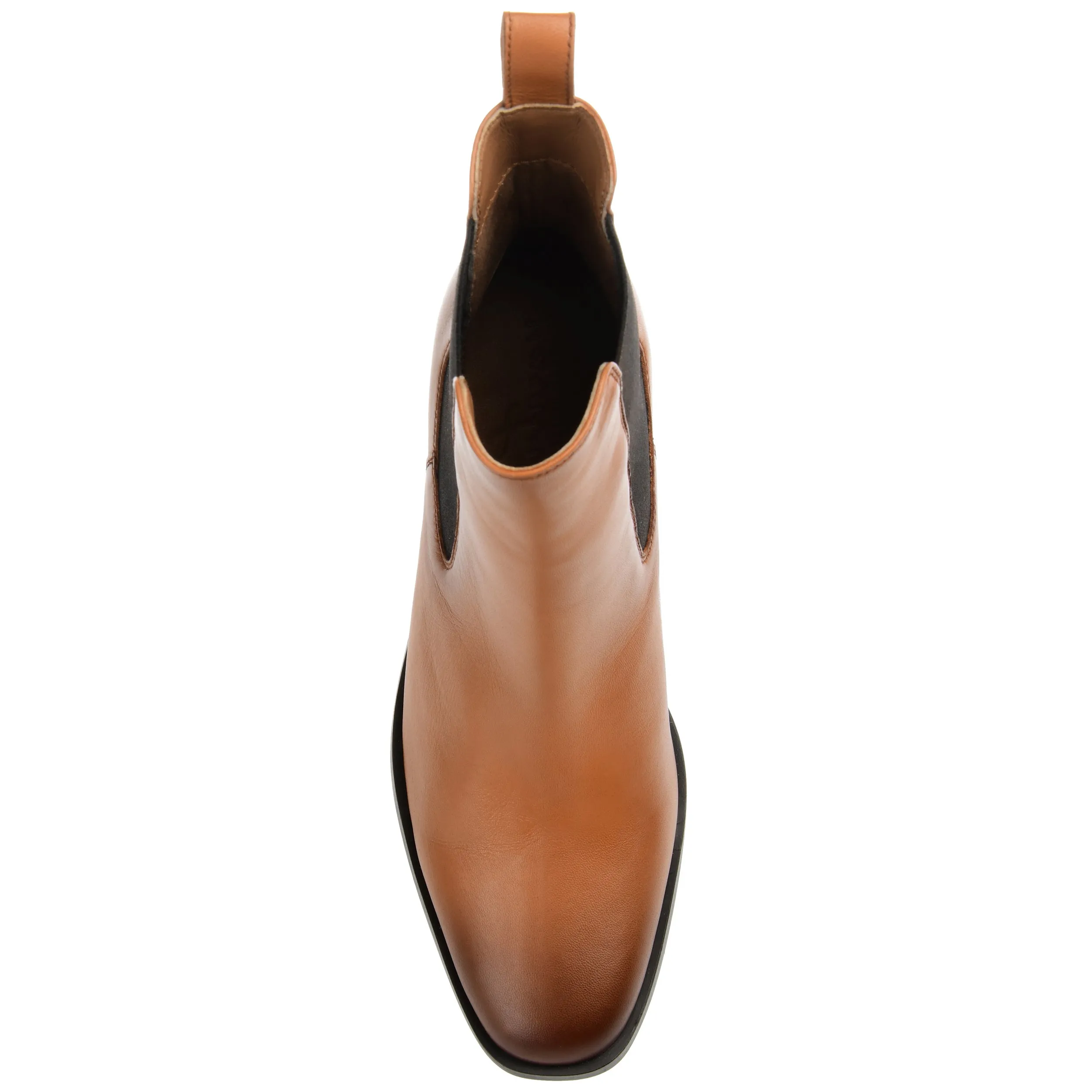 Journee Signature Womens Genuine Leather Rowann Square Toe Stacked Chelsea Booties