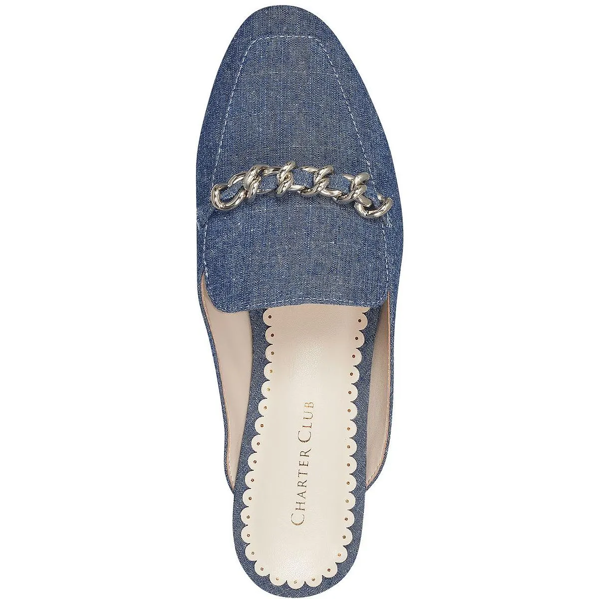 Kari Womens Faux Suede Chain Mules
