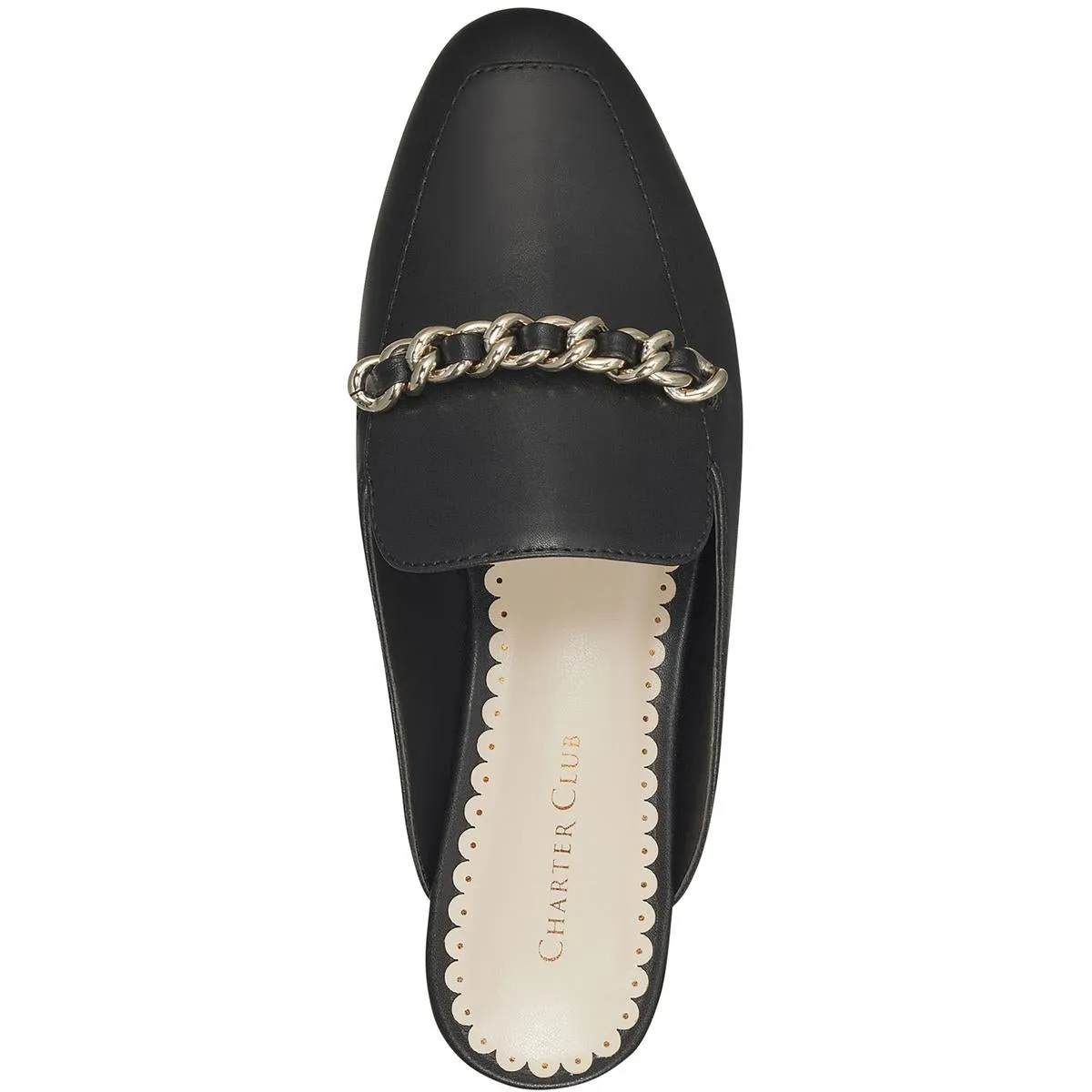 karip Womens Faux Leather Chain Mules