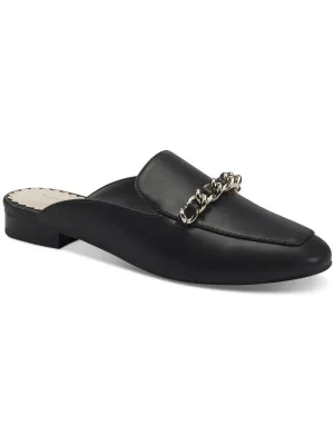 karip Womens Faux Leather Chain Mules