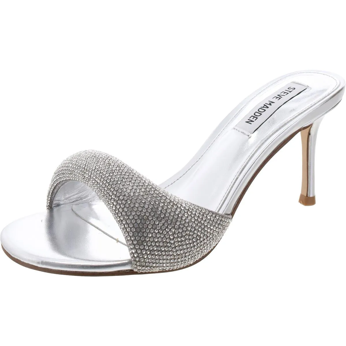 Kieran Womens Rhinestone Faux Leather Slide