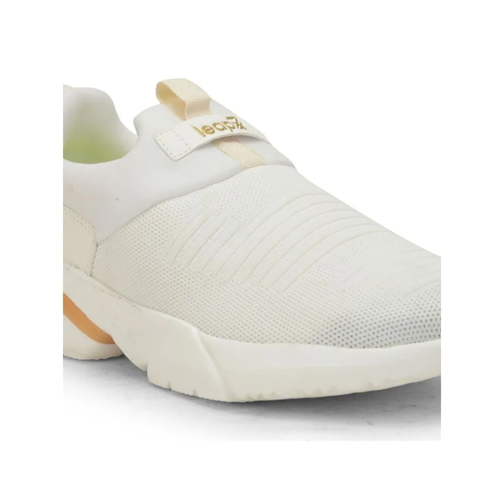 Leap7x Non-Lacing White Casual Slip-on Shoes For Men BRISK-01 By Liberty