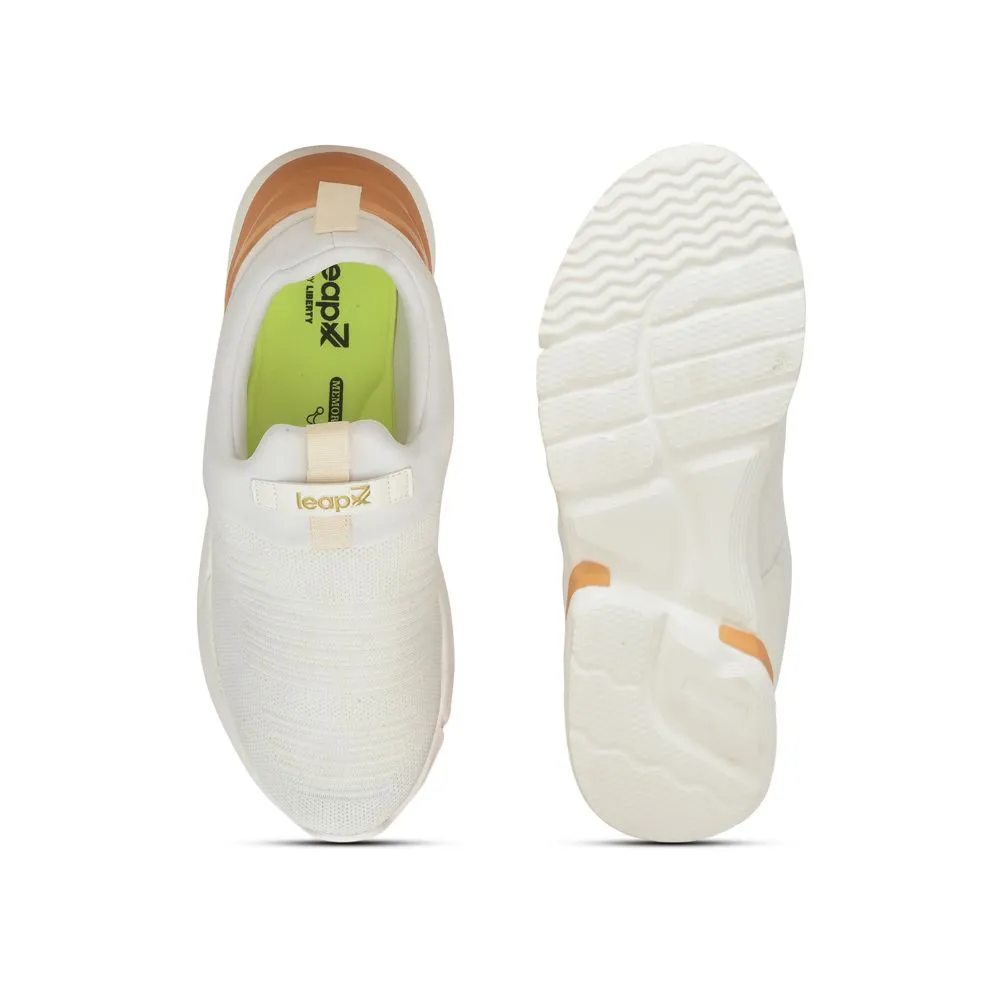 Leap7x Non-Lacing White Casual Slip-on Shoes For Men BRISK-01 By Liberty