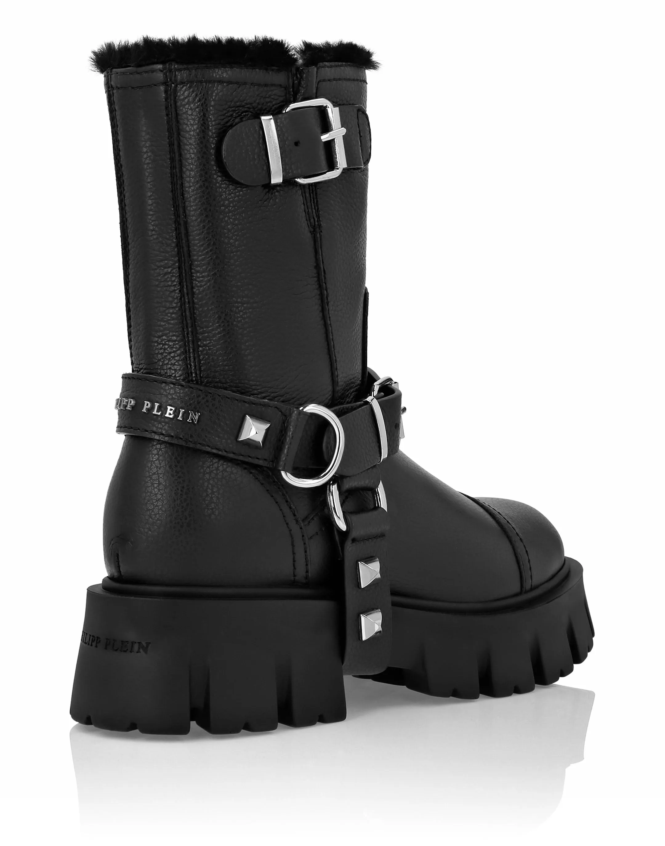 Leather Biker Boots Studs