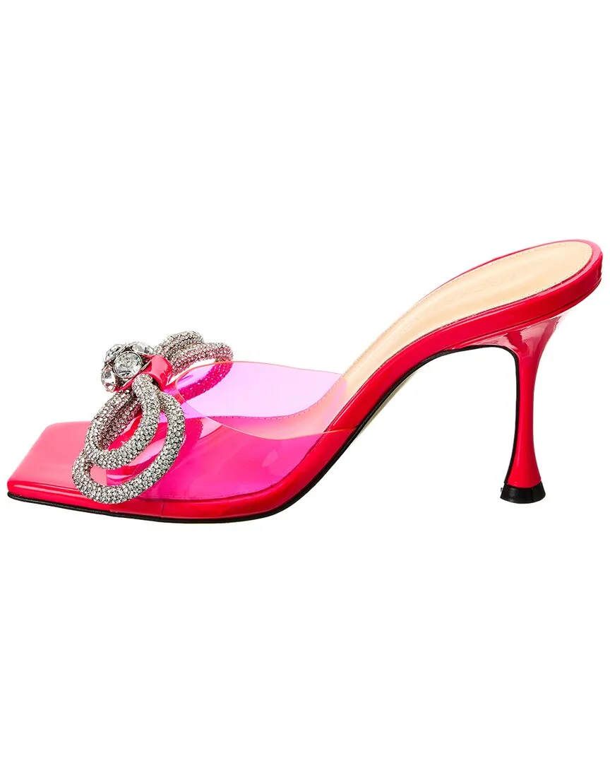 Mach & Mach Double Bow Square Vinyl & Leather Mule