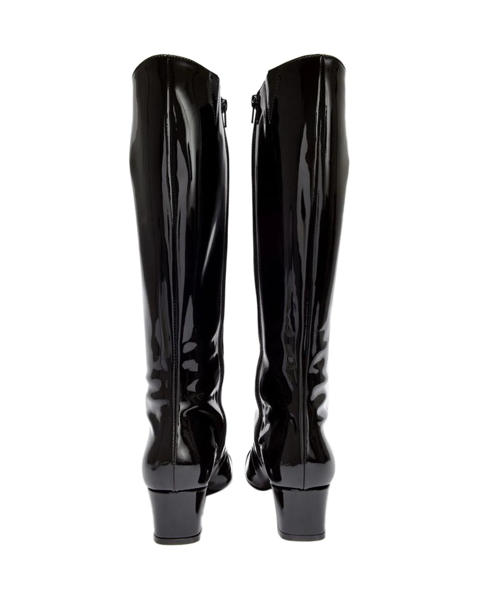 Malaga Boots in Black Patent Leather