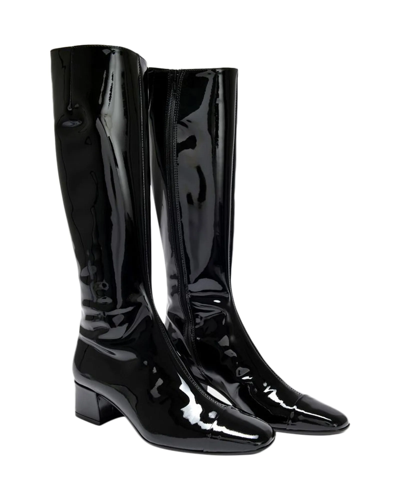 Malaga Boots in Black Patent Leather