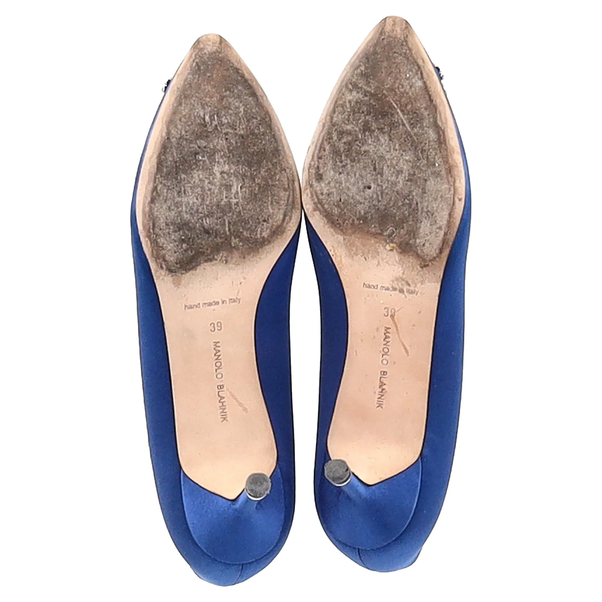 Manolo Blahnik Hangisi 50 Pointed Pumps in Blue Satin