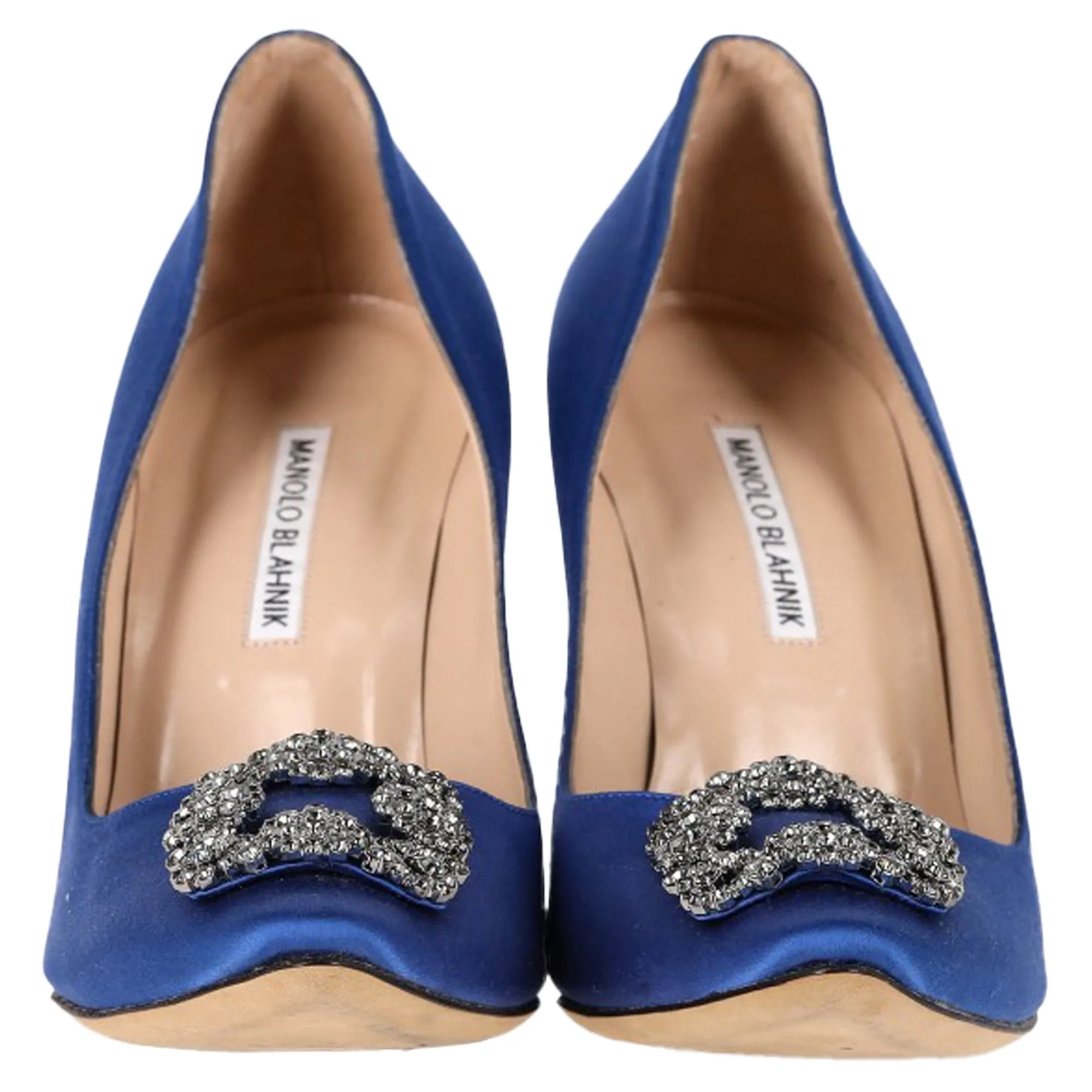 Manolo Blahnik Hangisi Pumps in Blue Satin