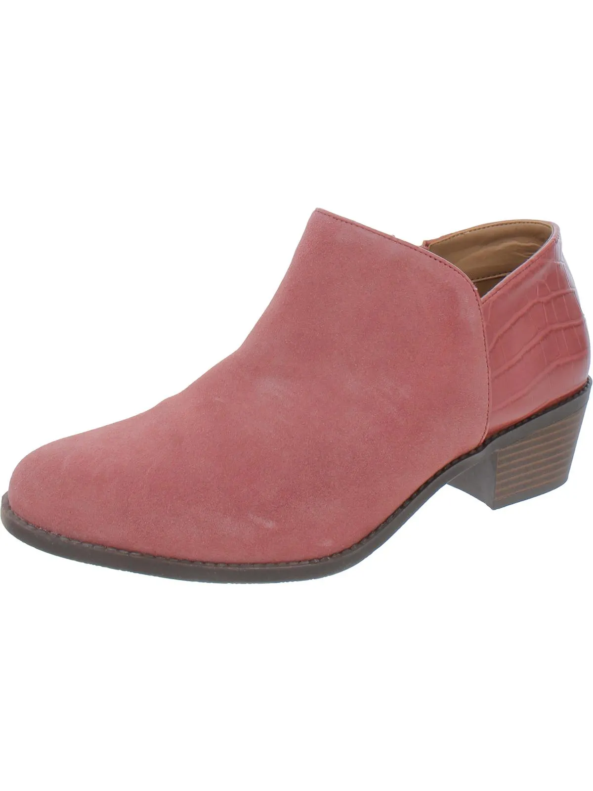 Marissa Womens Suede Embossed Booties