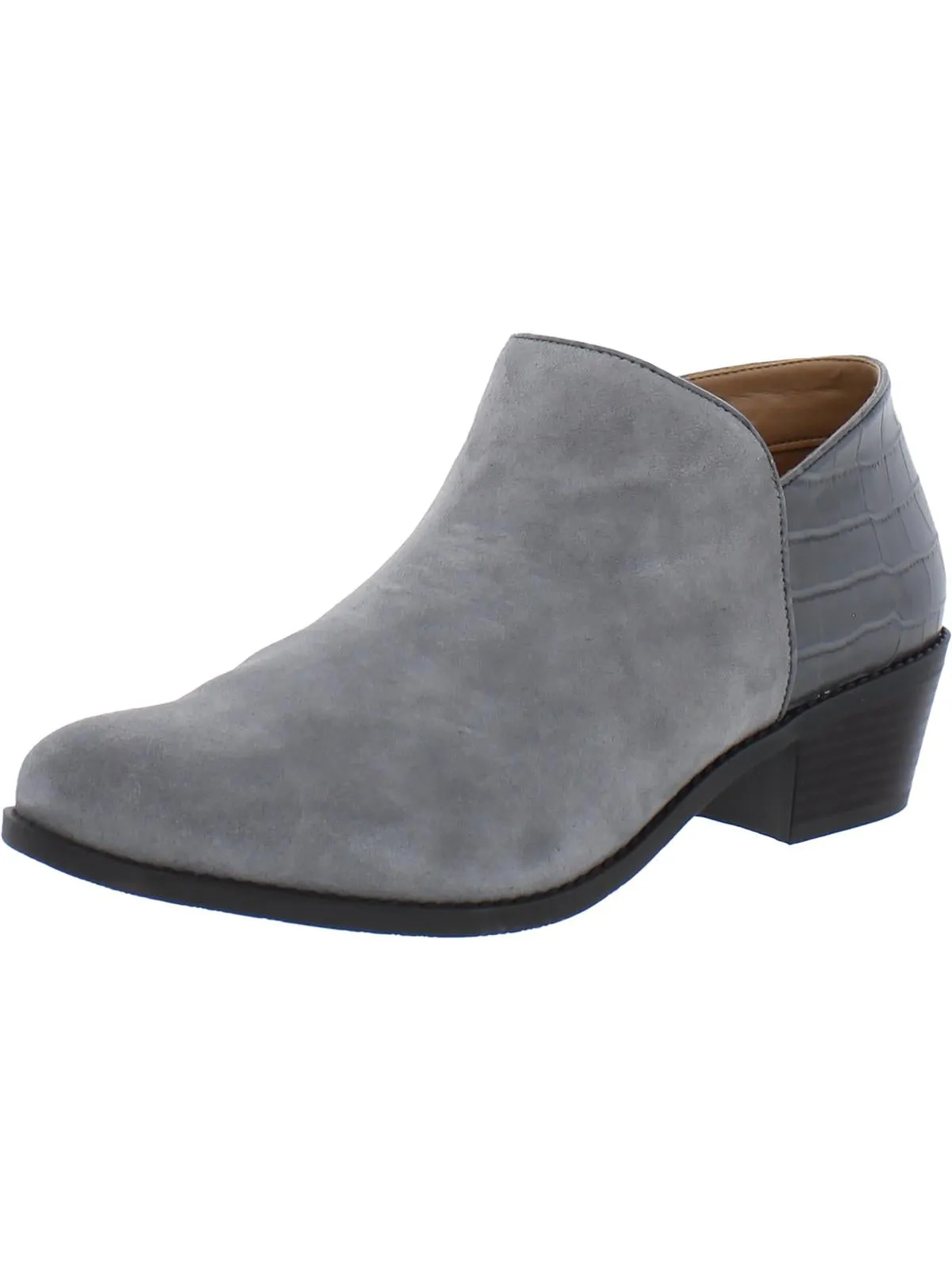 Marissa Womens Suede Embossed Booties