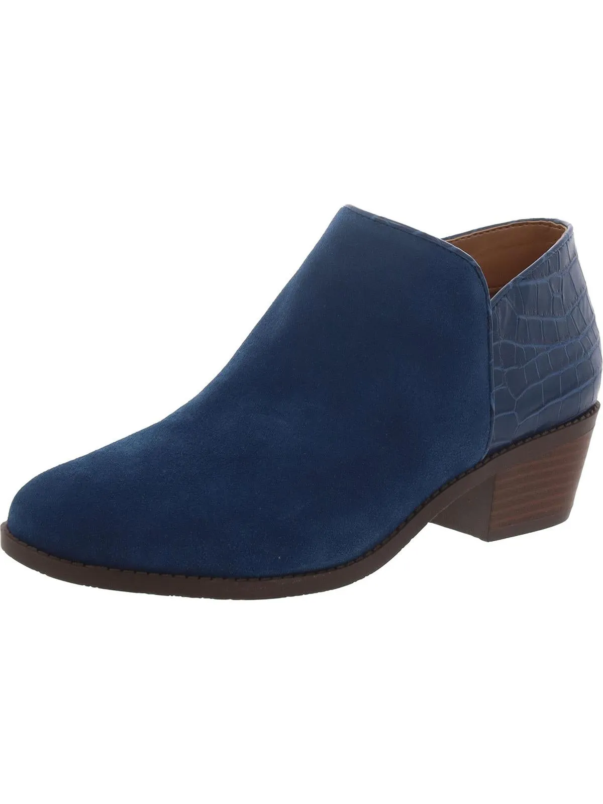 Marissa Womens Suede Embossed Booties