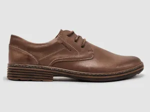 Men's Oxford Leather Dress Shoes In Dark Brown