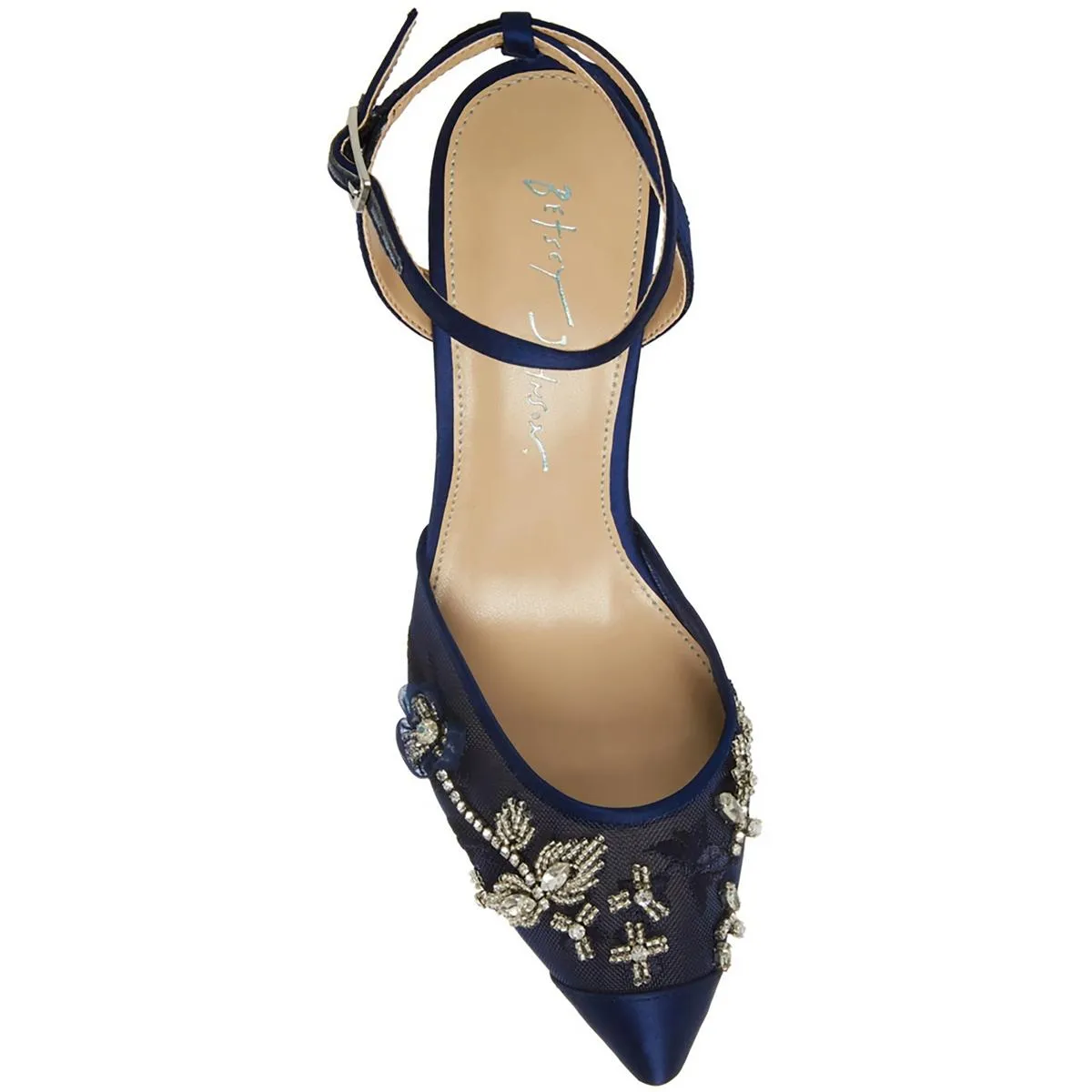 Micki Womens Satin Rhinestone Slingback Heels