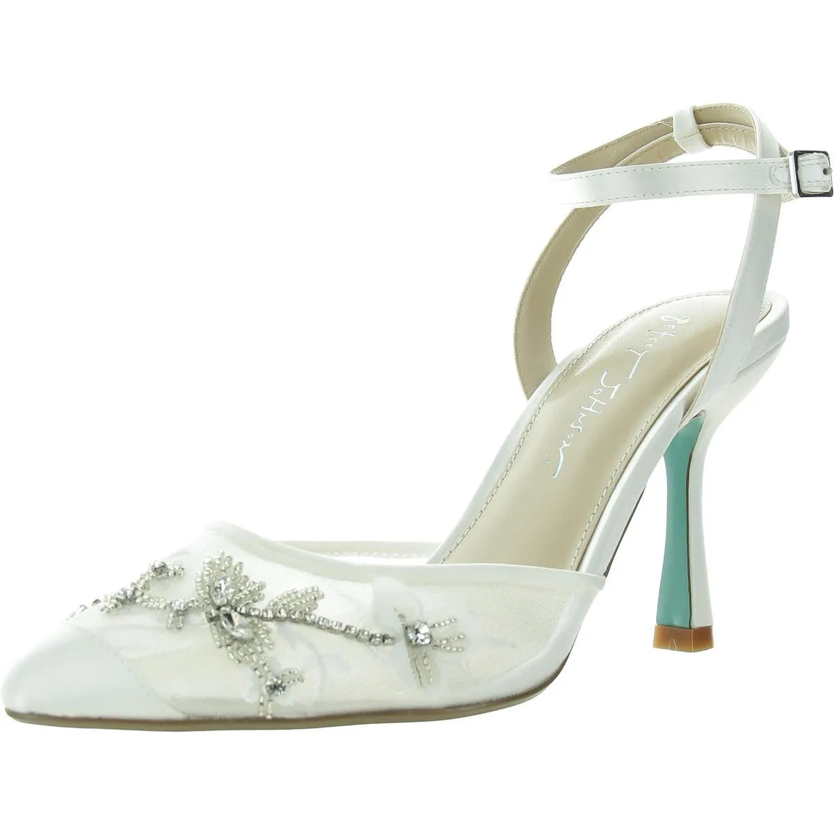 Micki Womens Satin Rhinestone Slingback Heels