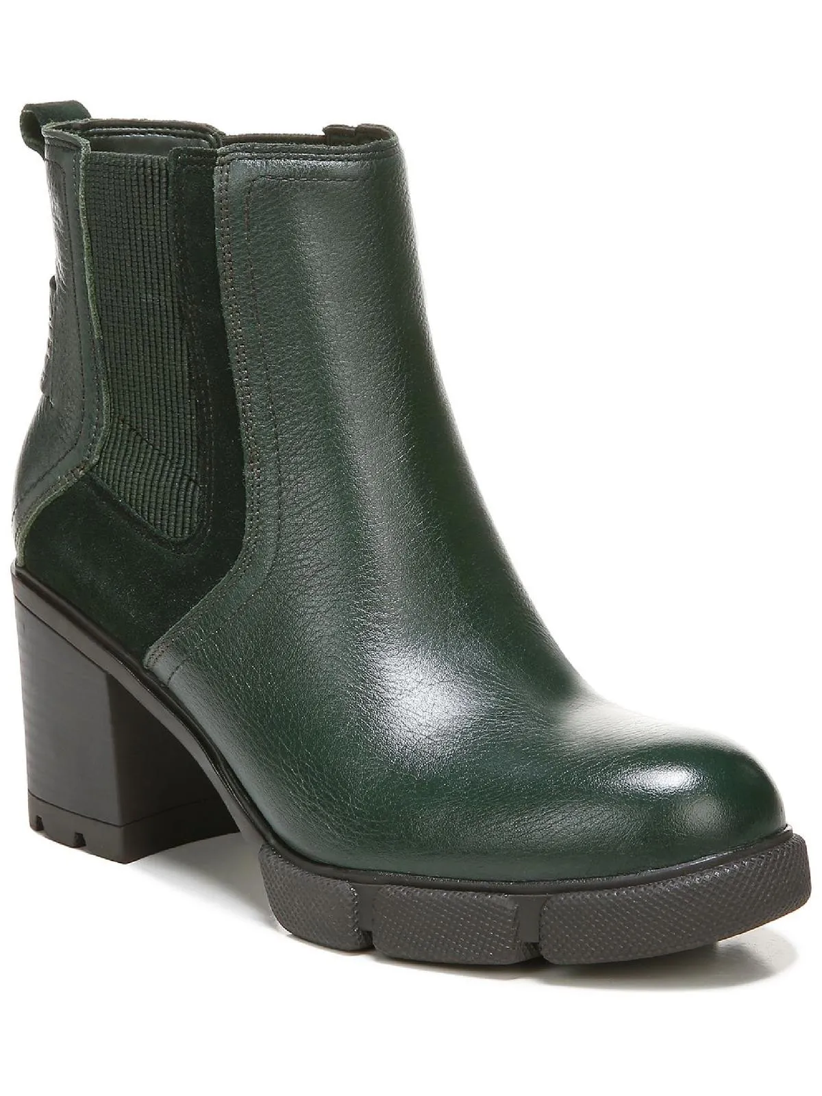 Mindy Womens Leather Block Heel Chelsea Boots