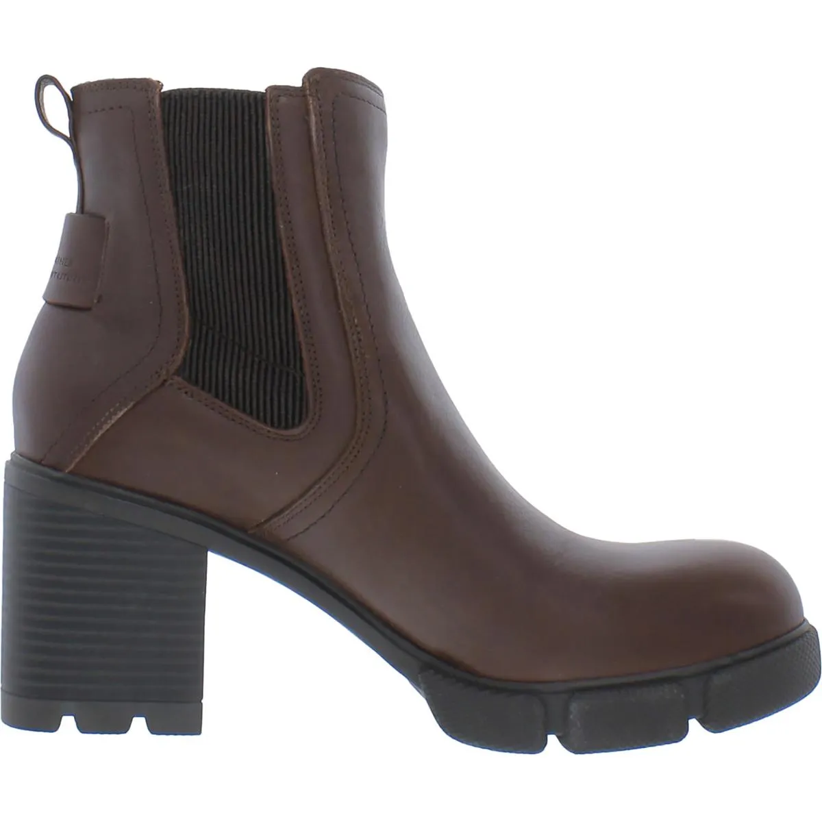 Mindy Womens Leather Block Heel Chelsea Boots