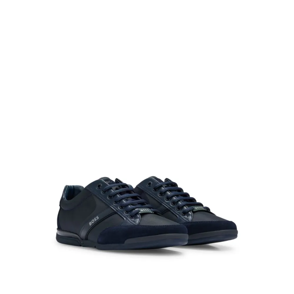 Mixed-material trainers with suede and faux leather
