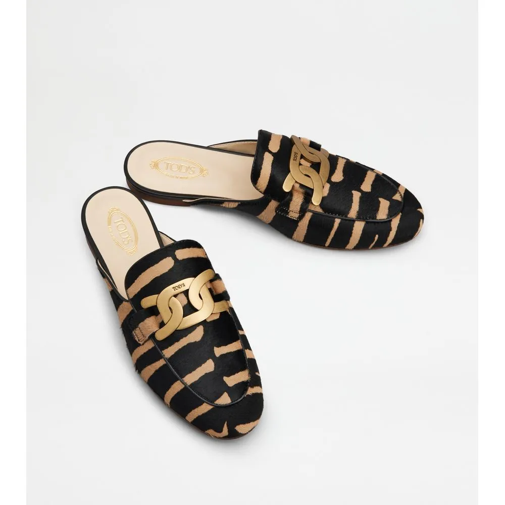 Mules in Ponyskin-effect Leather