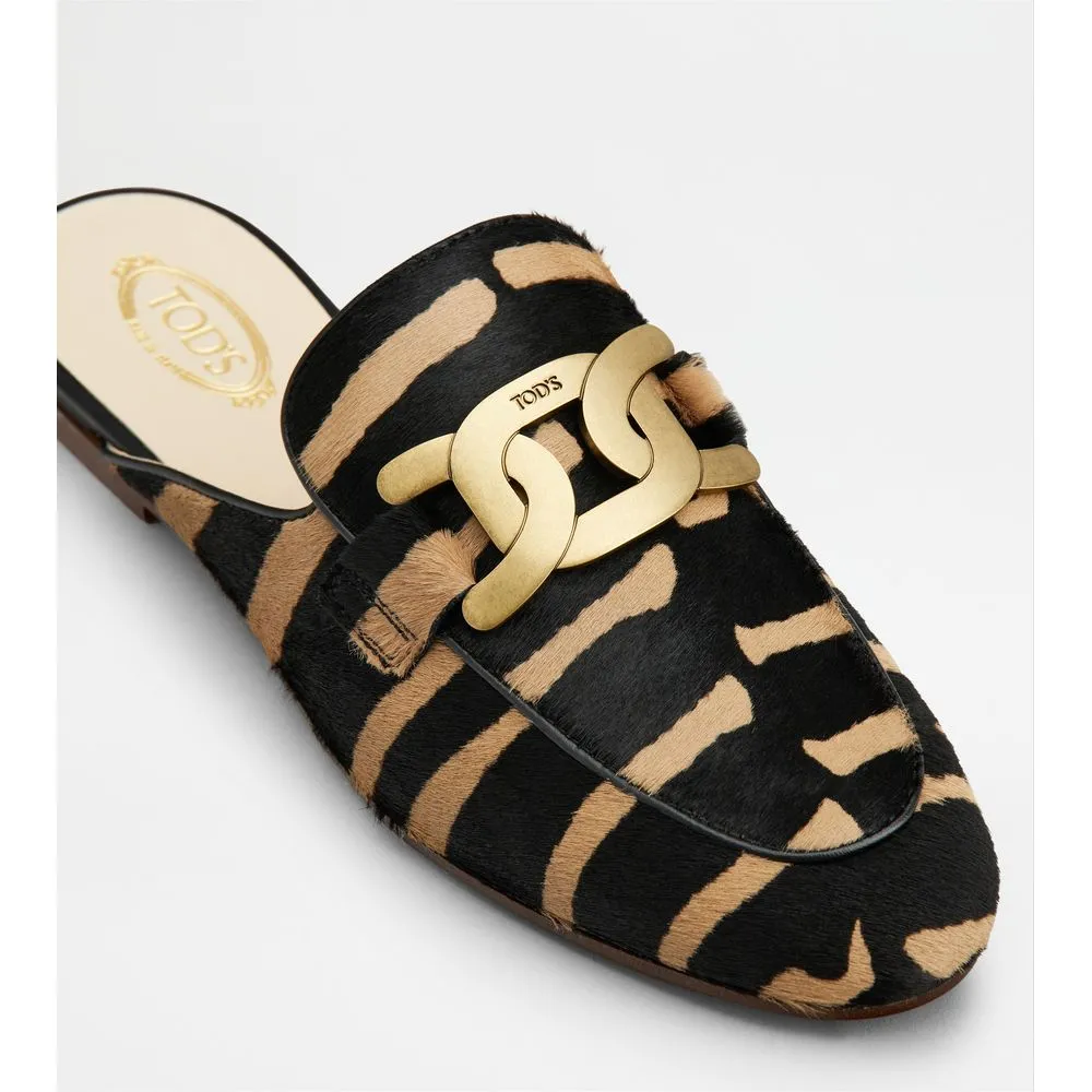 Mules in Ponyskin-effect Leather