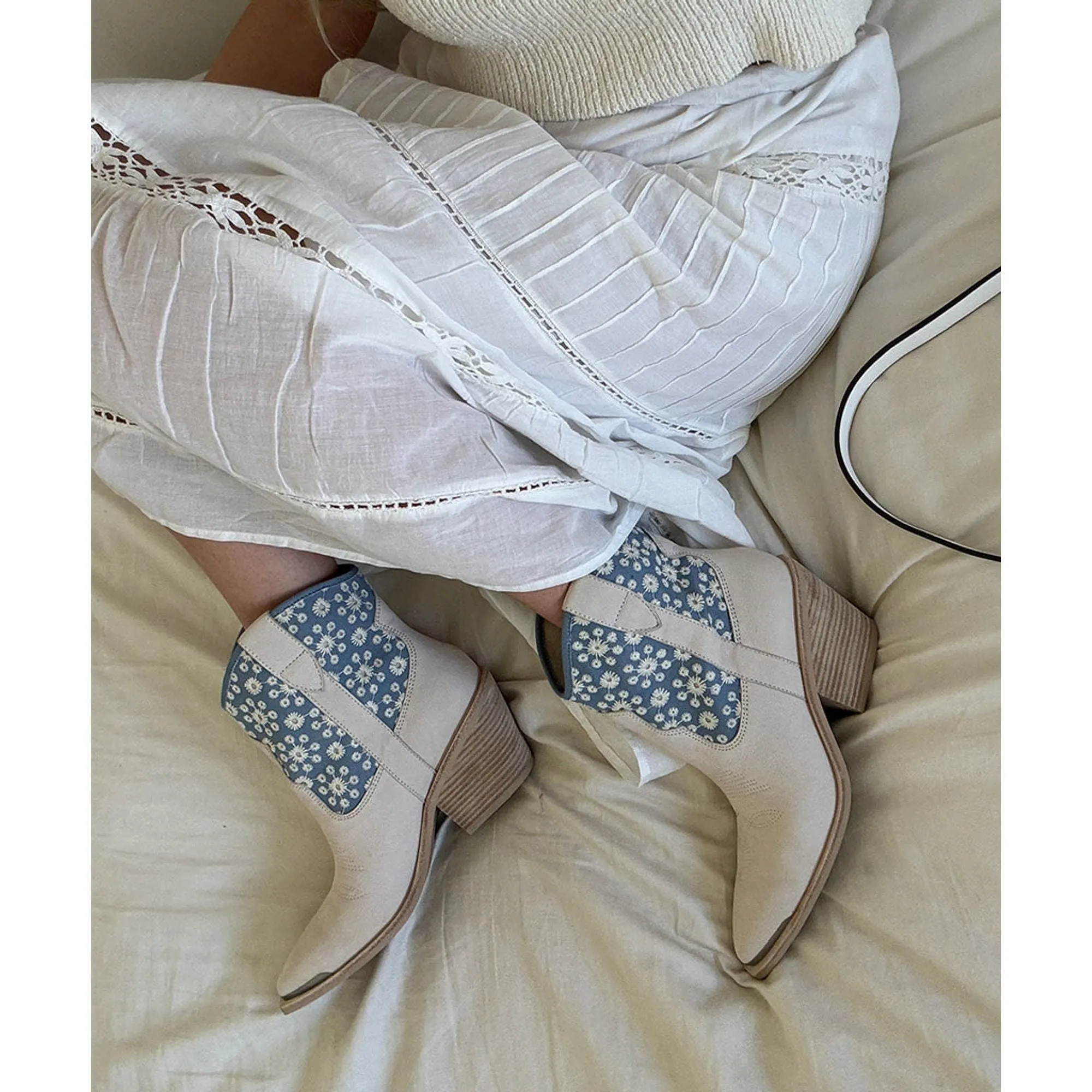 Nashe Booties Blue Floral Nubuck