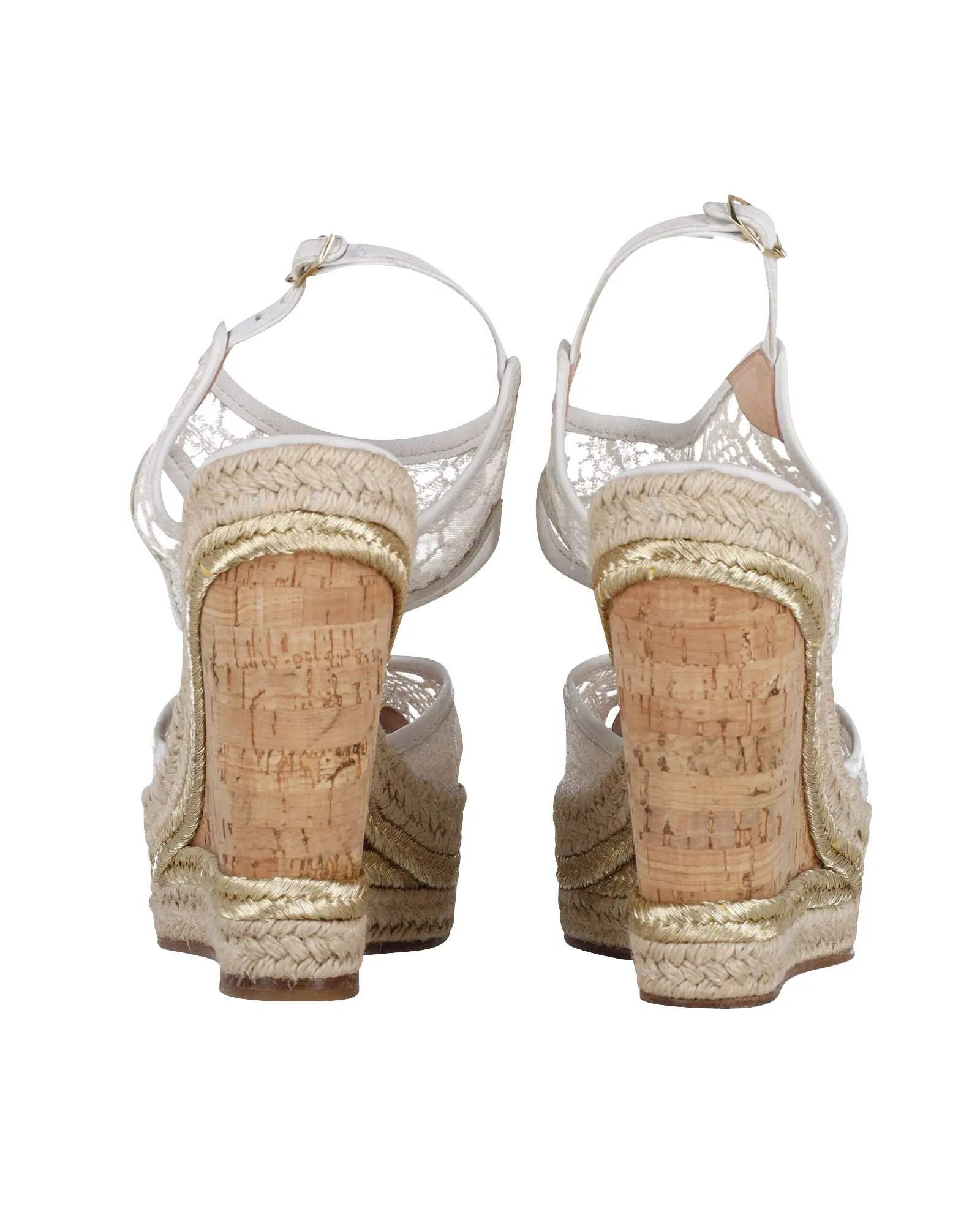 Nicholas Kirkwood High Heel Lace Wedges in Cream Synthetic