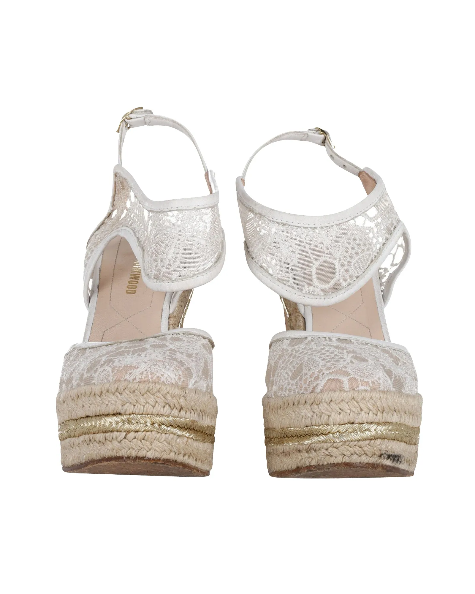 Nicholas Kirkwood High Heel Lace Wedges in Cream Synthetic
