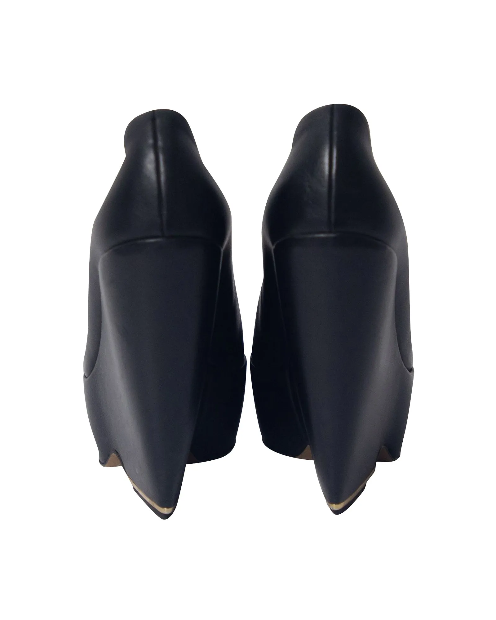 Nicholas Kirkwood Platform Wedge in Black Leather