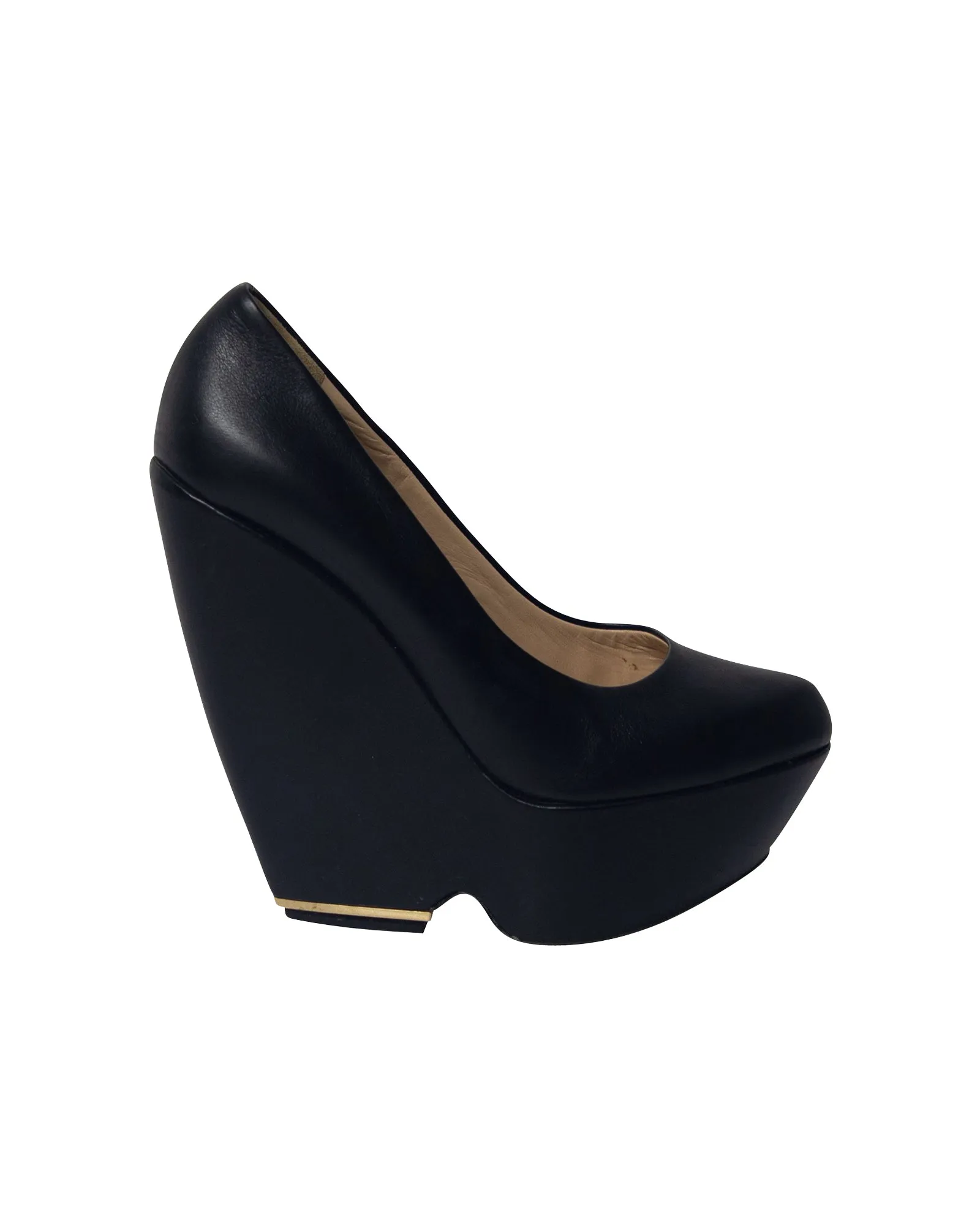 Nicholas Kirkwood Platform Wedge in Black Leather