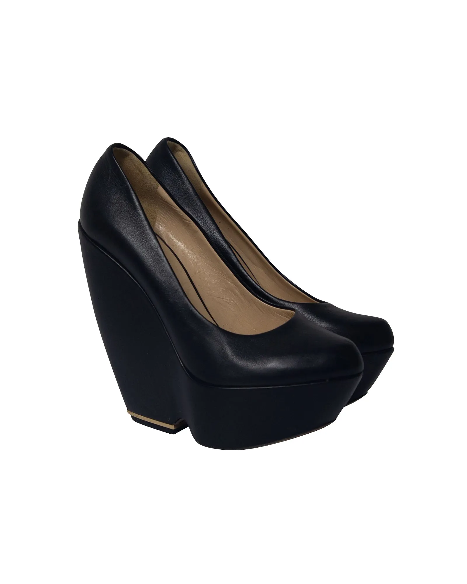 Nicholas Kirkwood Platform Wedge in Black Leather