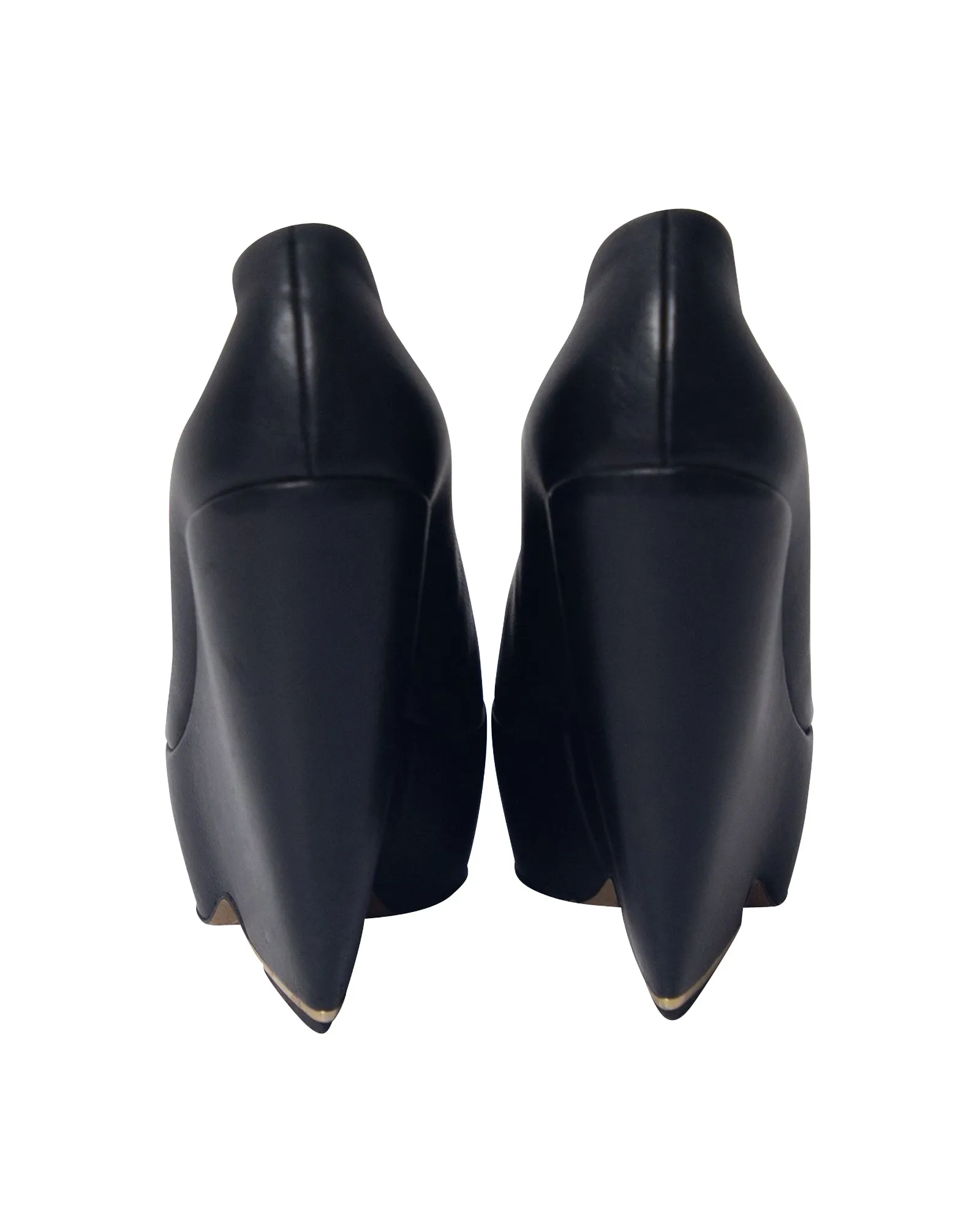 Nicholas Kirkwood Platform Wedge in Black Leather