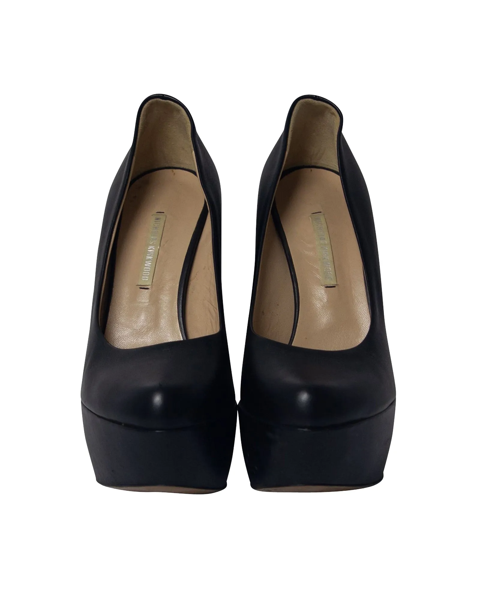 Nicholas Kirkwood Platform Wedge in Black Leather