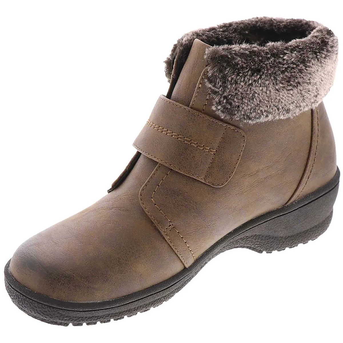 Perth Womens Faux Leather Faux Fur Lined Ankle Boots