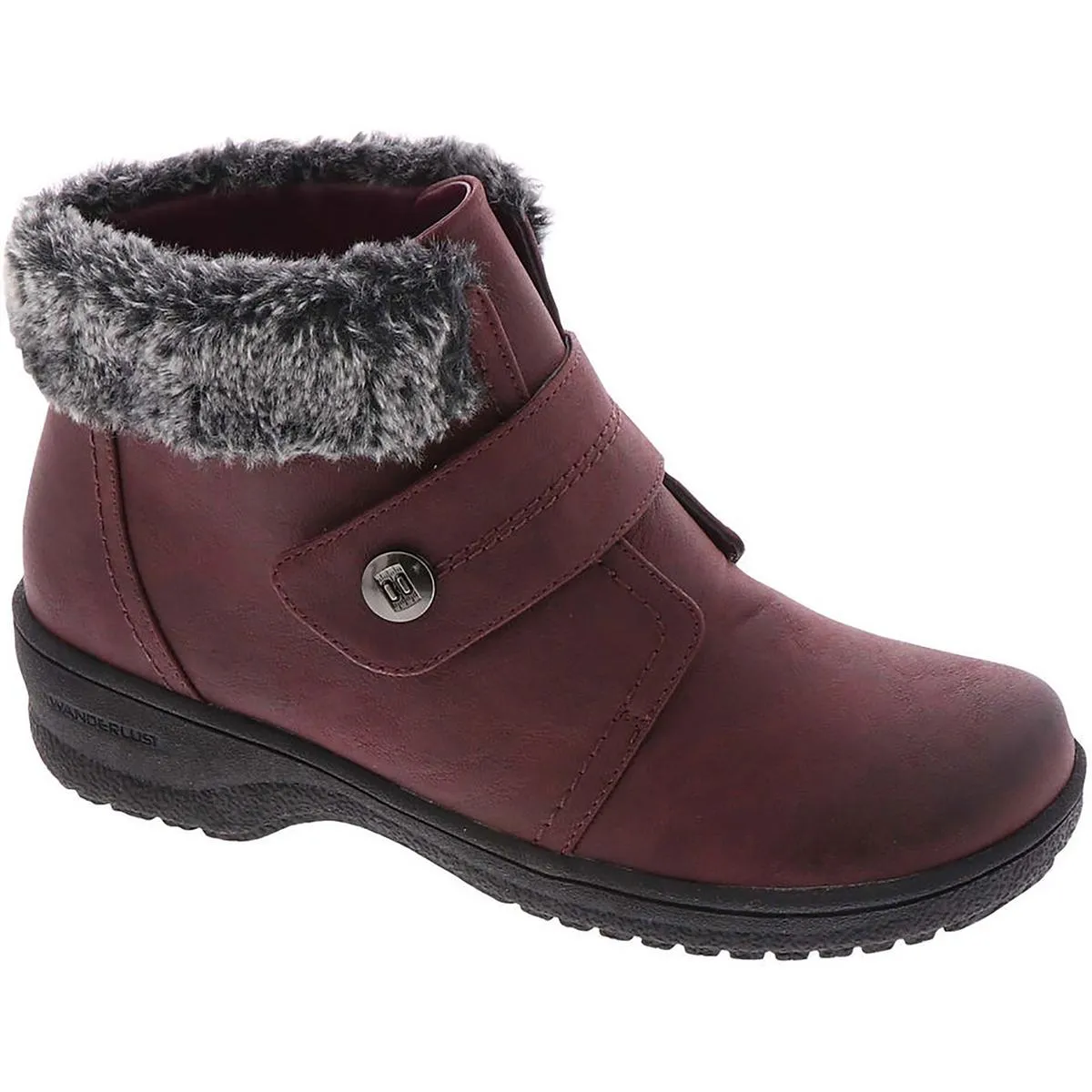 Perth Womens Faux Leather Faux Fur Lined Ankle Boots