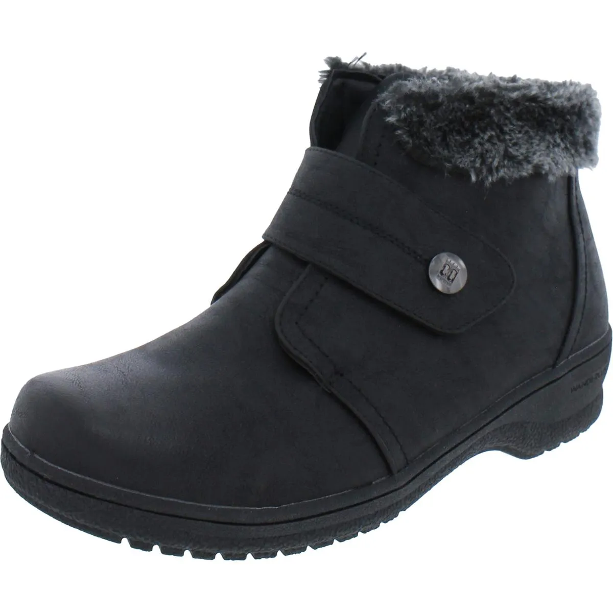 Perth Womens Faux Leather Faux Fur Lined Ankle Boots
