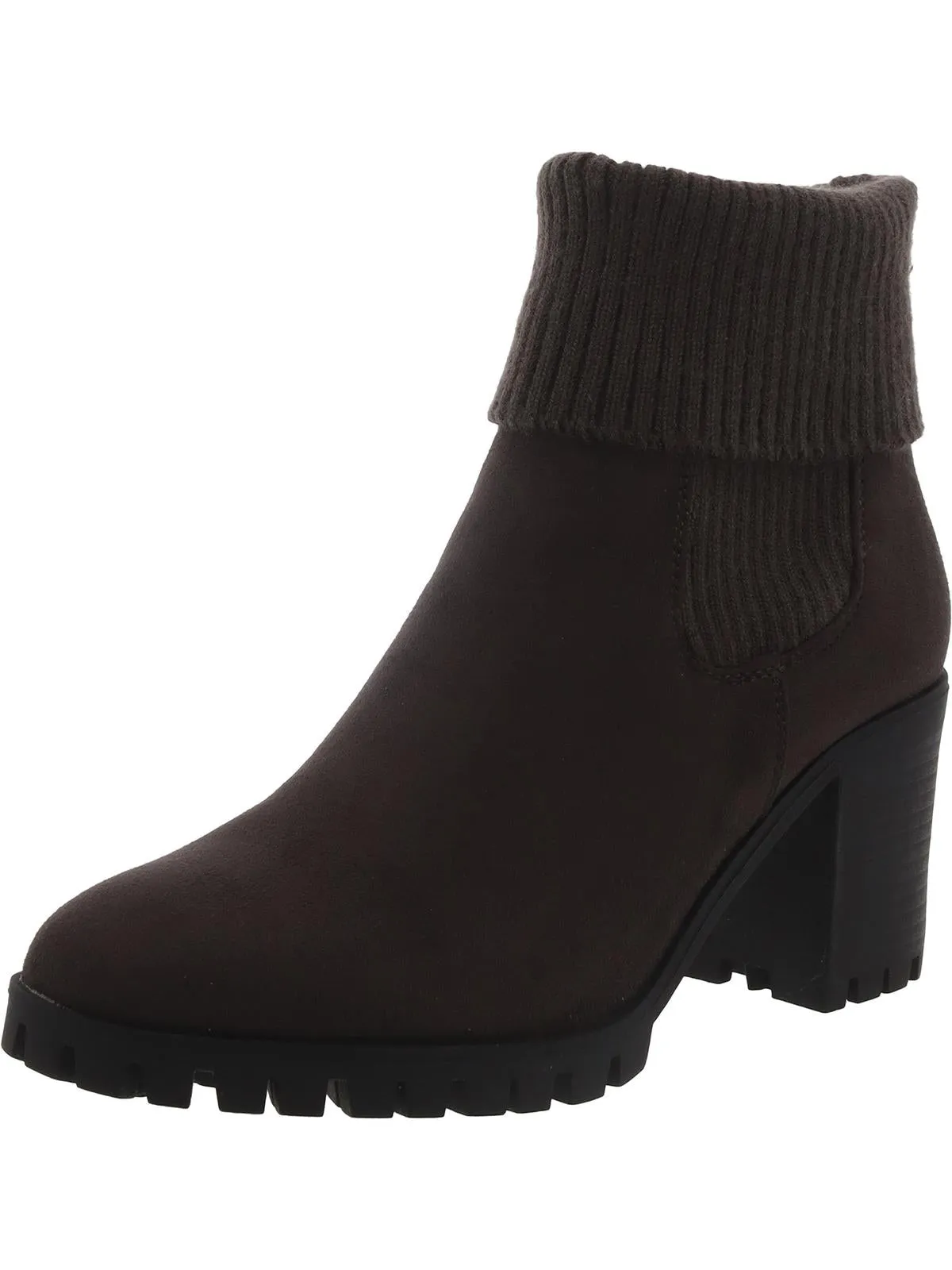 PRESLEY BOOTIE Womens Faux Leather Lugged Sole Booties