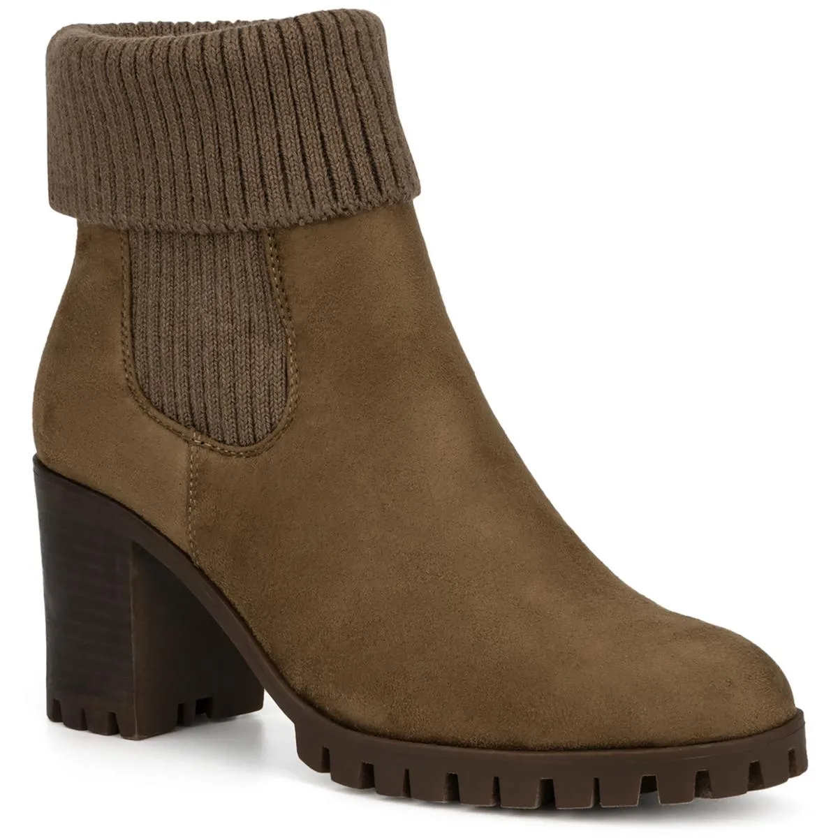 PRESLEY BOOTIE Womens Faux Leather Lugged Sole Booties